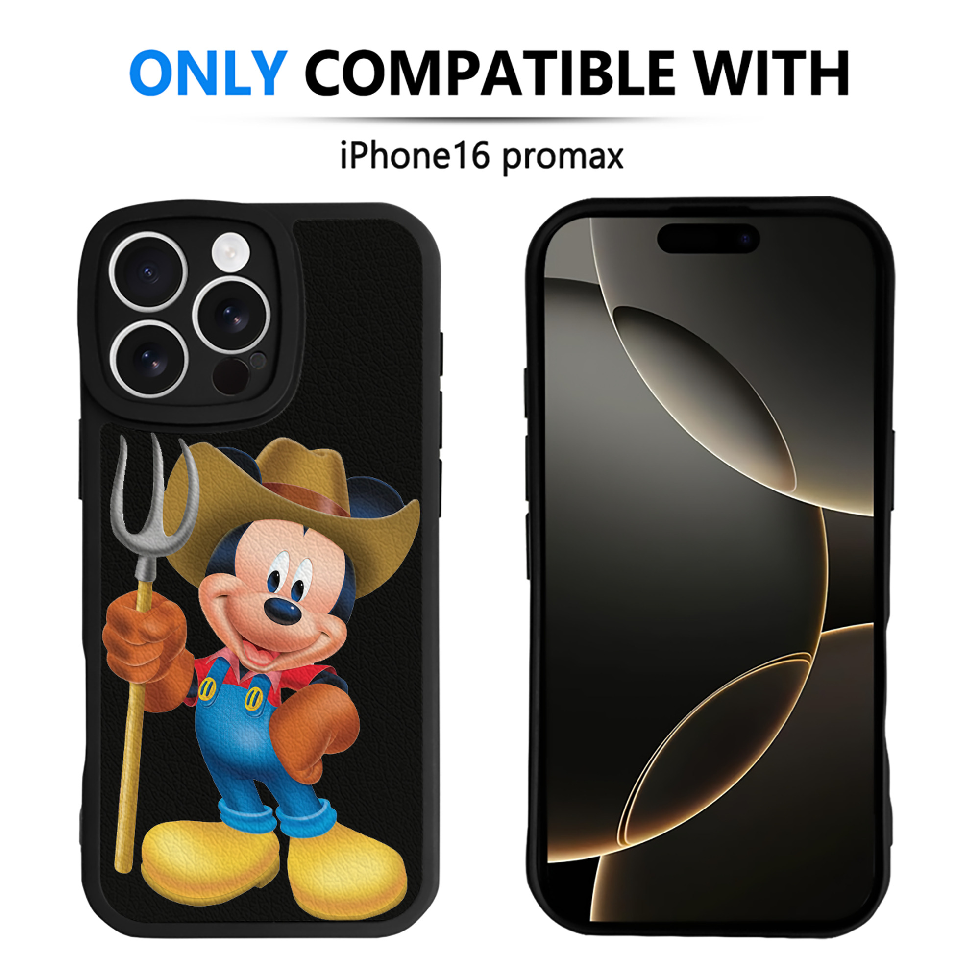 （画像用） ミッキーマウス Mickey Mouse 【iPhone 16シリーズ対応】シリコンスマホケース（レザー調） 材質：シリコン